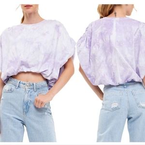 Free the Roses Tie Dye Cotton Blouson Crop Top